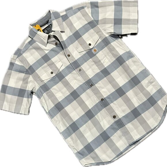CARHARTT Men's Rugged Flex Loose Fit Plaid Button Front Short Sleeve Shirt SZ M - Picture 2 of 7